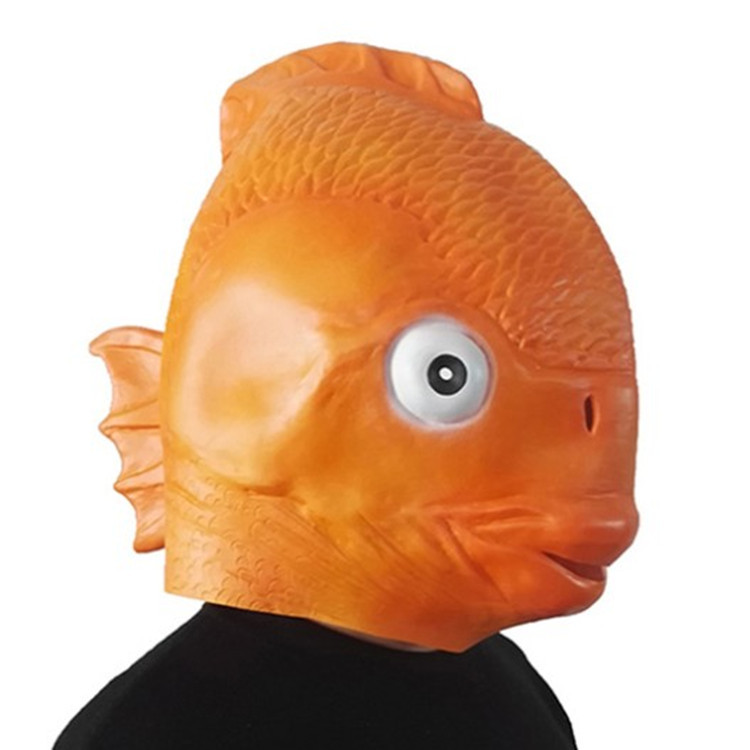 Halloween revelry animal gold fish mask scary festival adult realistic ...
